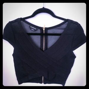 Bebe bandage mesh crop top